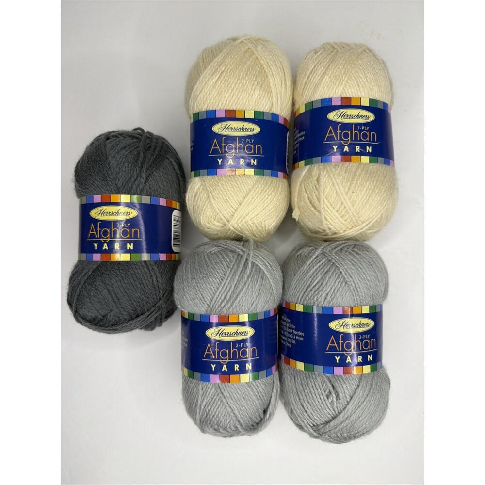 Lot Of 5 Herschel’s 2 Ply Afghan Yarn 2 Oz / 56g Acrylic Craft DIY Crochet Gift